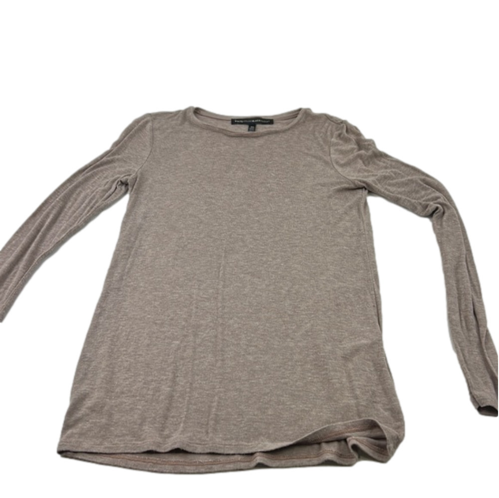White House Black Market sand coloured long sleeve crew neck top